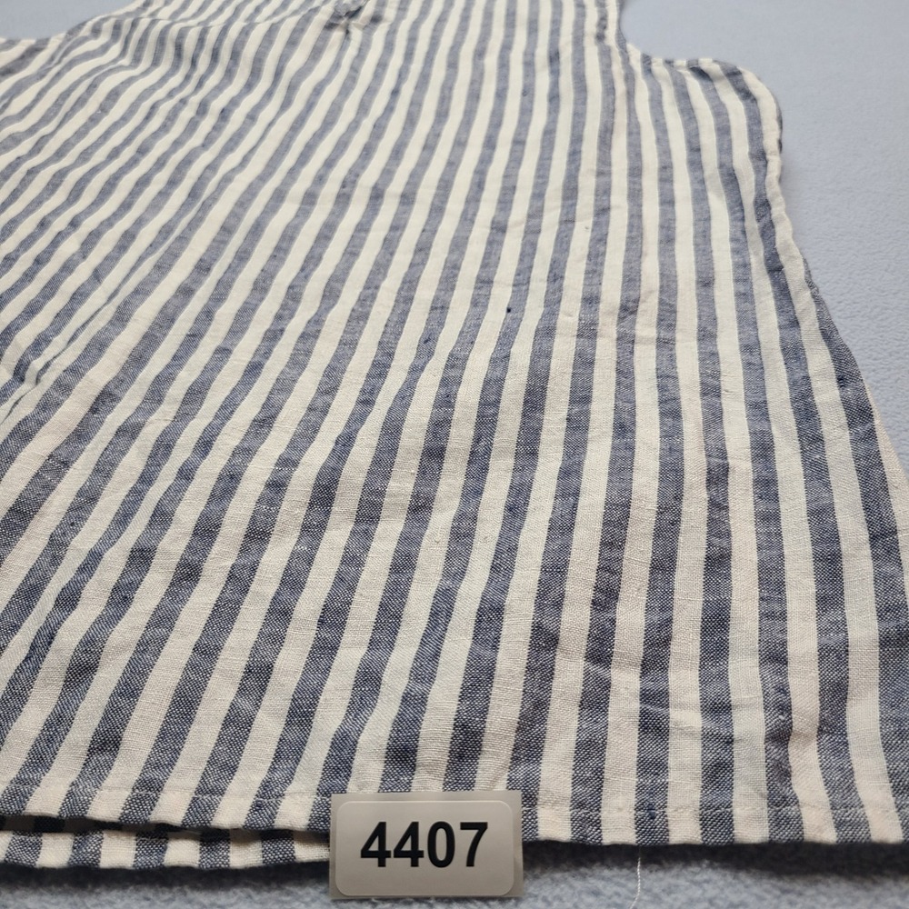Ellen Tracy Tank Top Women Large Blue Striped Excellent Linen Sleeveless Shell - Picture 7 of 7
